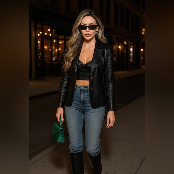 Fendi Women’s Black Leather Jacket – Italian Elegance & Timeless Design - Picture 1 of 9